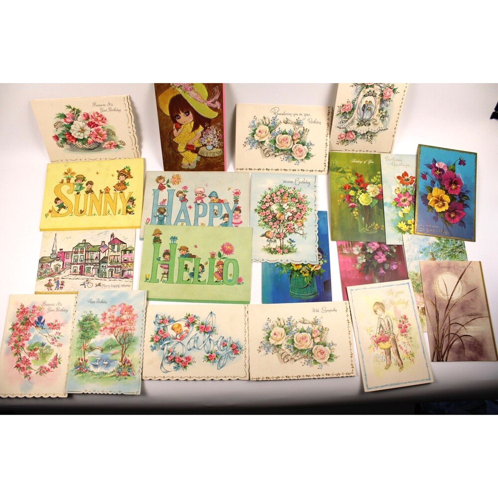 Vintage All Occasions Birthday Get Well Cards Ephemera Scrapbooking Floral LOT